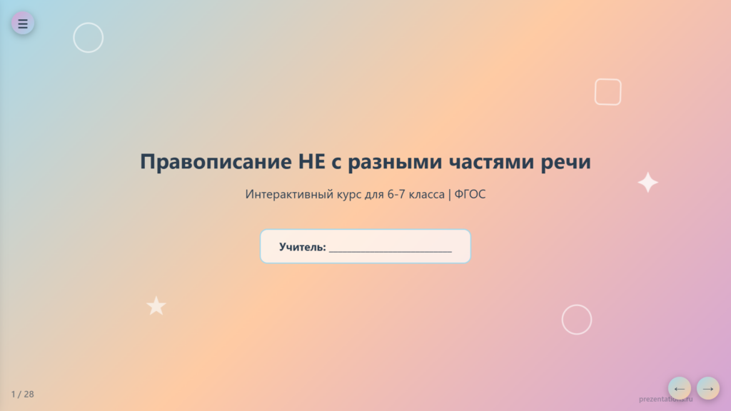 Правописание НЕ с разными частями речи