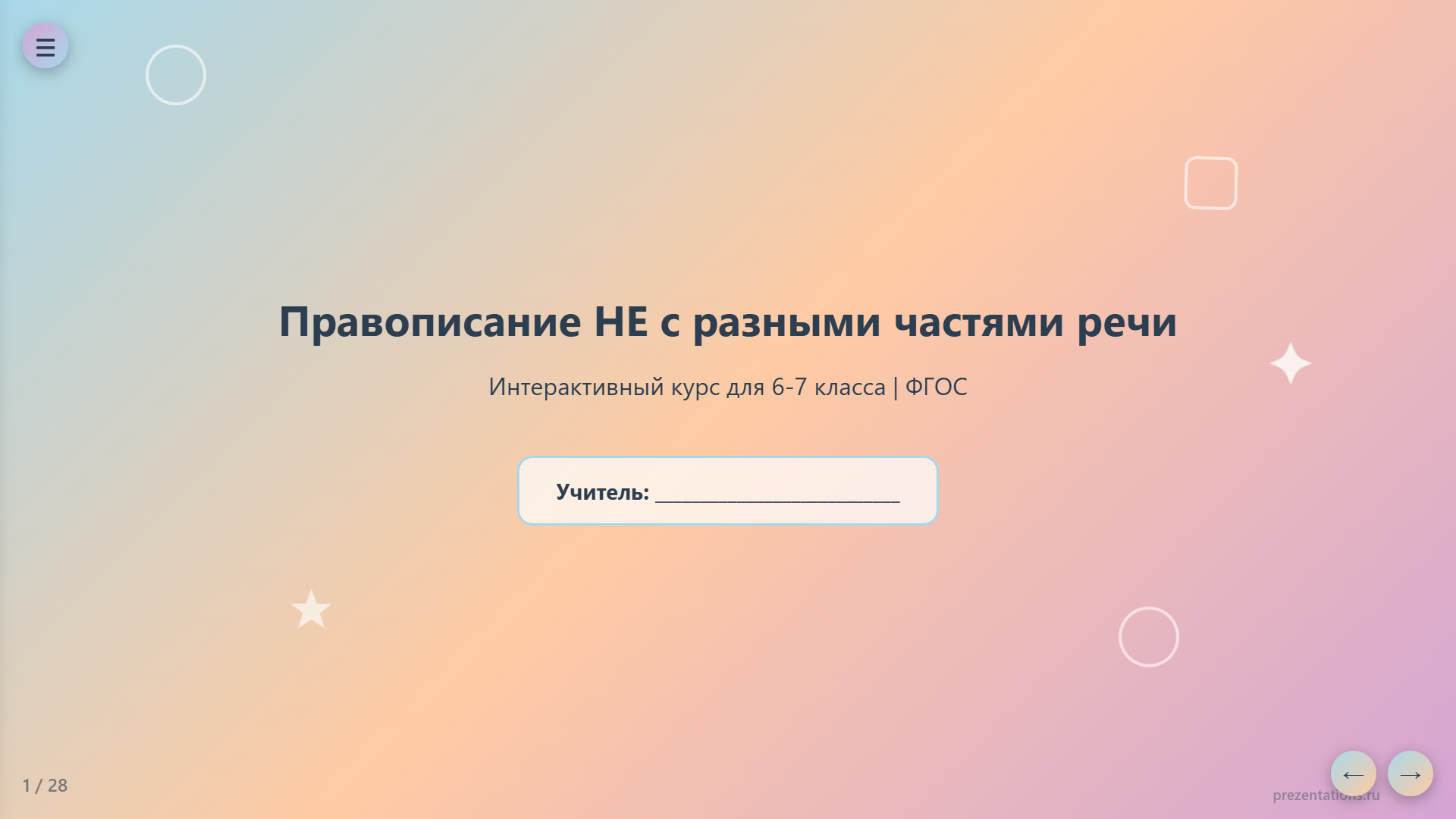 Правописание НЕ с разными частями речи
